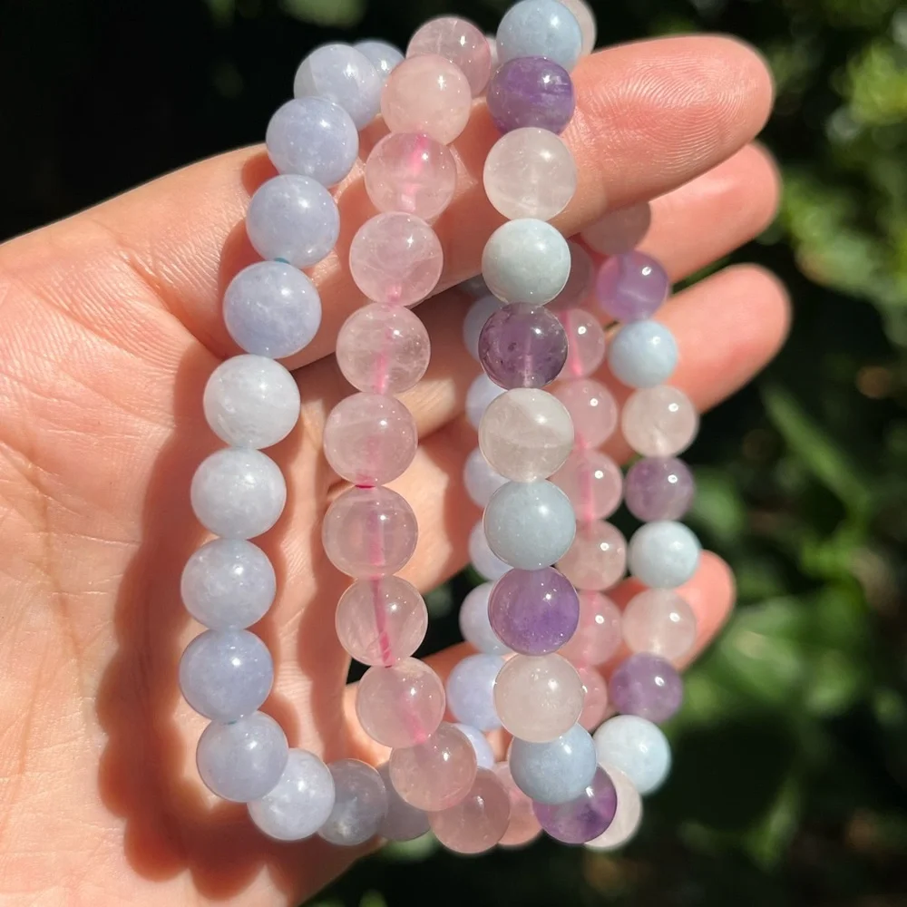 8mm‎ Dainty blue Multistone bracelet set